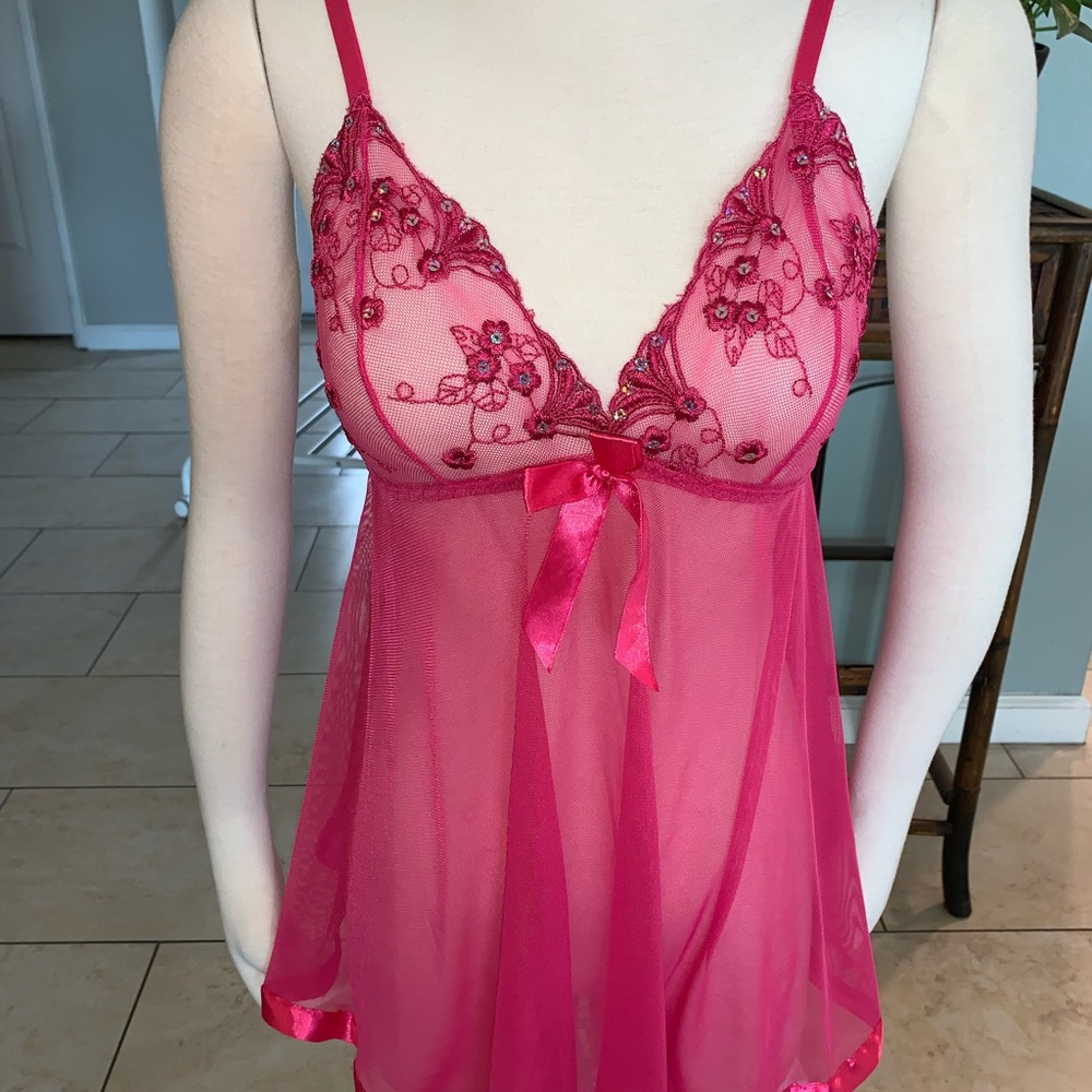 Womens Triangle Mesh Sequin Babydoll